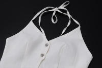 BUNO-Camiseta sin mangas con cuello Halter para mujer, ropa y2k de Color sólido, ajustada, sin mangas, espalda descubierta, chaleco con dobladillo con abertura, ropa de calle de los años 2000 - details 8
