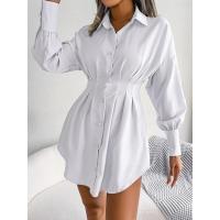 Vestido de blusa de mujer con mangas abullonadas, vestidos de manga larga para mujer, cintura asimétrica, elegante y hermoso - details 15