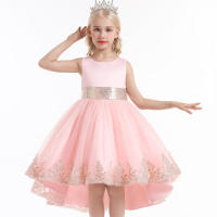 Vestido de niña elegante y moderno para princesa, con cola de malla y flores, ideal para presentaciones de piano. - details 12