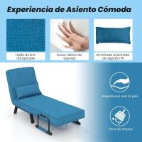 Sofá Cama Convertible Silla de Dormir Individual Tri-Fold con Respaldo Ajustable de 6 Posiciones, Cojín Desmontable y Asiento Tapizado Estructura Metálica Plegable (Azul) - details 5