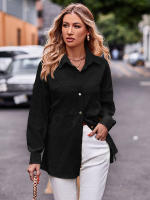 Blusa lisa de manga larga para mujer, camisa elegante con cuello vuelto, moda informal de oficina, nueva para primavera y otoño 2023 - details 29