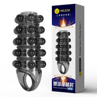 Funda de Espina de pene con dientes de lobo de cristal, cuentas Popping, juguetes sexuales para hombres y mujeres, ayuda a coquetear - details 0
