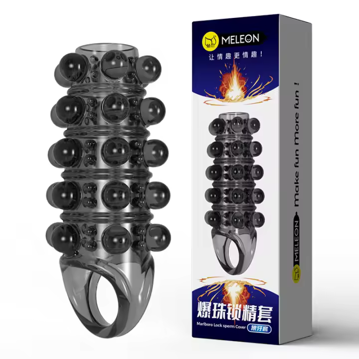 Funda de Espina de pene con dientes de lobo de cristal, cuentas Popping, juguetes sexuales para hombres y mujeres, ayuda a coquetear - 1