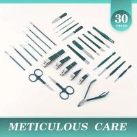 Juego de cortaúñas verde de 30 piezas, kit de manicura, cortador de uñas de acero inoxidable, tijera, cutículas, herramientas de pedicura, viaje - details 3