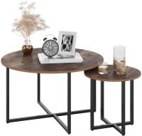 Mesa de centro Homfa, juego de 2 uds., mesa auxiliar, patas de Metal y madera, Vintage para mesa central, sala de estar, 80cm,42cm - details 1