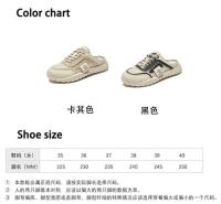 Malla zapatos de las mujeres de verano de las mujeres de fondo plano antideslizante perezoso bolsa de un pedal sandalias de cabeza bolsa cabeza media zapatillas fuera - details 5
