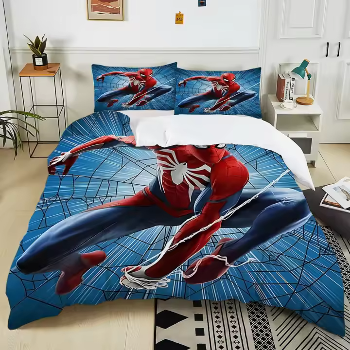Juego de Ropa de Cama de Spiderman Funda de Edredón, Funda de Almohada, Decoración de Habitación - 1