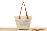 Bolso de mano de gran capacidad a rayas Bolso tejido a mano con textura premium Bolso de hombro versátil de vacaciones - details 5