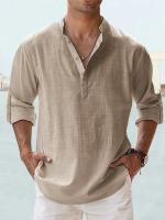 Camisas De Algodón Y Lino Para Hombres Camisas Casuales De Manga Larga Suéter Beach Estilo Hawaiano Para La Playa Y La Vida Diaria - details 7