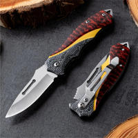 Cuchillo Plegable Portátil EDC Para Camping Y Caza Táctica Hoja De Acero Inoxidable Duradero Con Abrebotellas Y Mango De Madera - details 12