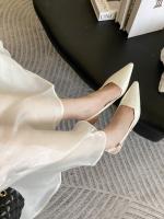 Bolsa de tacón fino puntiagudo sandalias de cabeza de las mujeres usan nuevo trasero francés versátil boca vacía poco profunda zapatos individuales zapatos de mujer - details 19