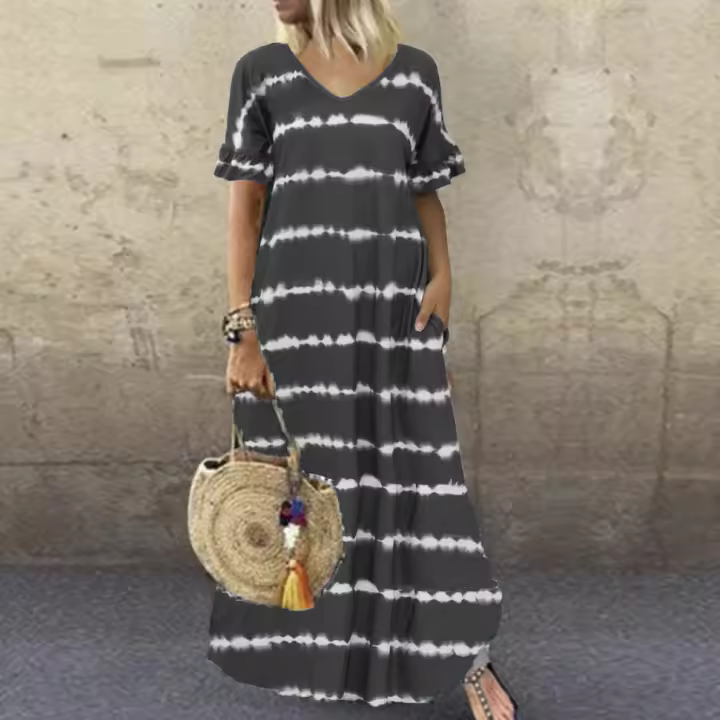 Falda larga de manga corta para mujer, moda de verano. - 1