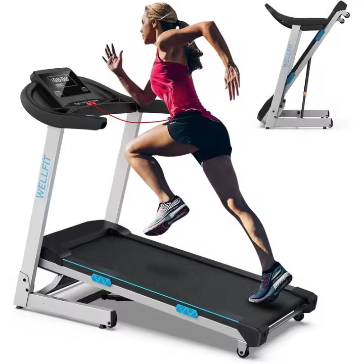 WELLFIT Cintas de correr plegables y resistentes para el hogar, 4.0HP para 400lb+ Capacidad de peso 6.5ft+, 95% ensambladas, Cinta de correr con ajuste - 1