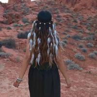 Diadema de plumas con borlas a la moda, tocado ajustable de estilo bohemio, disfraz étnico, diadema india de arcoíris, boda de novia - details 14