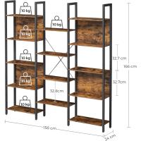 Estante de Libros de Metal con 14 Escaleras Estilo Industrial para Sala de Estar, Estudio, Oficina - details 2