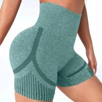 Nuevos pantalones cortos deportivos de Yoga sin costuras para mujer, mallas de cintura alta para realzar el trasero, mallas de gimnasio para correr, ropa deportiva elástica - details 10