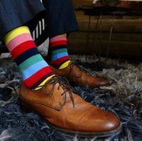 Calcetines de hombre con patrón geométrico de alta calidad, informales, lunares irregulares - details 1