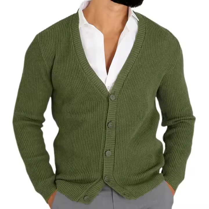Suéter cansado de manga larga para hombre, chaqueta de punto con cuello en V, ropa de moda de talla grande, otoño e invierno, 2024 - 1