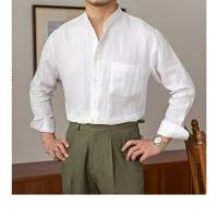 Camisa de Lino para Hombre Verano 2025 Cuello Henley Elegante Manga Larga Transpirable - details 1
