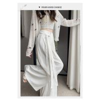 Pantalones de Pierna Ancha de Tencel Encaje Alto Cintura, Ajuste Suelto, Estilo de Verano, Mangas Largas - details 20
