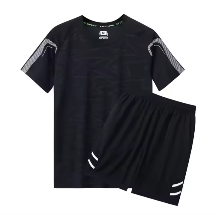 Conjunto deportivo informal para hombre, manga corta y pantalones cortos transpirables, secado rápido, verano, 2 piezas - 1