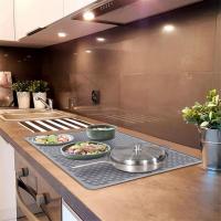 Estera protectora de silicona para encimera de cocina, 27,8x19,9 pulgadas, cubierta protectora para encimera de vidrio de silicona, esteras de secado negras - details 7