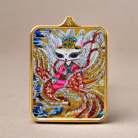 Colgante Thangka tibetano, aleación de acero de titanio cuadrado Zaki Ram, color, múltiples patrones de oro para elegir, recto - details 3