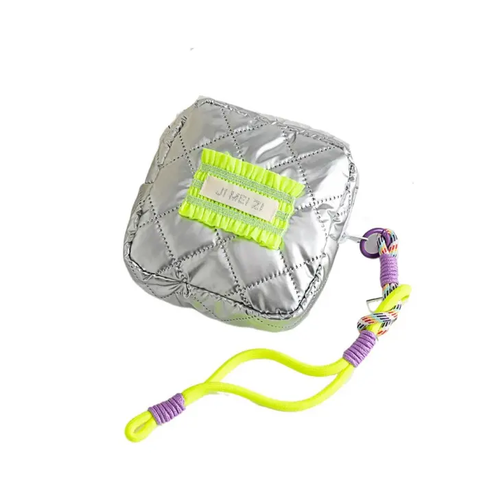 Bolsa de cosméticos cuadrada de PU, bolsa de almacenamiento de pañuelos sanitarios impermeable de alta apariencia, cremallera con cuerda colgante, bolsa de maquillaje de viaje - 1