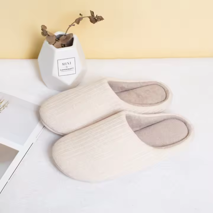 Zapatillas de algodón para hombre y mujer, zapatillas silenciosas antideslizantes con suela de madera - 1