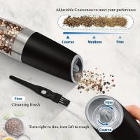 Juego de molinillo de sal y pimienta eléctrico por gravedad de 1 unidad, molinillo de pimienta con luz LED alimentado por batería, funcionamiento automático con una sola mano, molinillo de pimienta de aspereza ajustable, agitadores de especias, utensilios - details 1