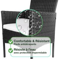 Muebles de jardín de Resina Trenzada Negra - 4 Asientos: 1 sofá, 2 sillones, 1 Mesa de Centro - Cojines Beige con - details 2