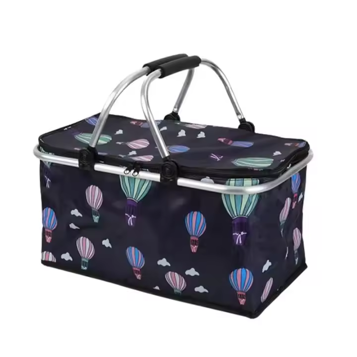 Cesta de Picnic aislada portátil para exteriores, cesta de Picnic plegable con bolsa aislada vacía, cesta de Camping con asa, 30L - 1