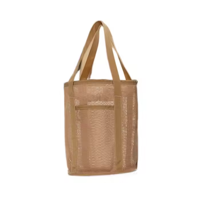 Bolso de playa de malla de gran capacidad, bolso de mano con cordón para lavado de viaje, ligero con asa, cestas de juguetes de playa para Fitness - 1