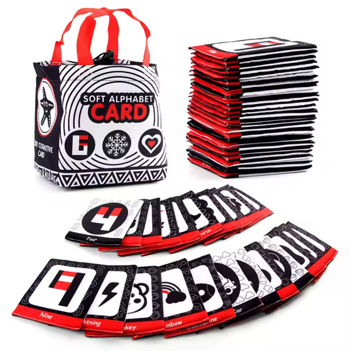 26pcs/set Baby Cloth Book Soft FlashCards with Cloth Storage Bag Graphic Alphabet Digital Cognition Toys Baby Educational Cards - 1
