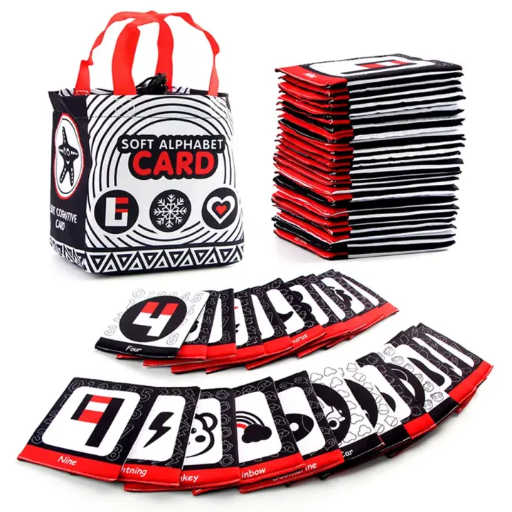 26pcs/set Baby Cloth Book Soft FlashCards with Cloth Storage Bag Graphic Alphabet Digital Cognition Toys Baby Educational Cards - 1
