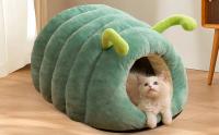 Nido para gatos con cojín extraíble, almohada con forma de gusano, jaula para mascotas a prueba de viento, retención de calor, cueva, casa para gatos de invierno - details 1