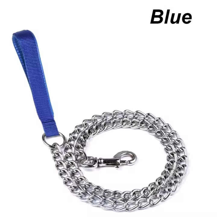 Barra hierro antimordida, metal 120CM, cadena perros, correa entrenamiento de Metal mascotas con mango suave para perros - 1
