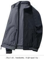 Chaqueta de Moda Casual para Hombres Cierre de Cremallera, Forro de Poliéster, A Prueba de Viento, Ligera para Deportes al Aire Libre Limpieza Seca - details 9
