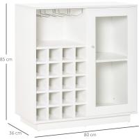 para 20 Botellas Armario Auxiliar con 1 Puerta de Cristal Estantes y Soporte de Copas de Vino - details 2