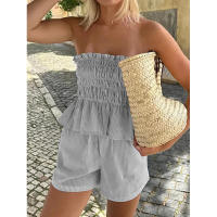 Conjunto de pantalones cortos con volantes sin tirantes, sencillo e informal, moda de verano para mujer - details 7