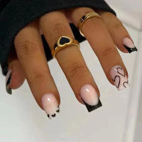 Set De Uñas Postizas Cuadradas 24 Piezas + 1 Archivo + 1 Pieza De Pegamento De Gel Combos De Uñas Postizas De Acrílico - details 0