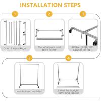 Perchero de Ropa de Metal Resistente y Ajustable con Ruedas Altura Regulable Extensible para Ropa - details 4