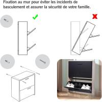 Mueble zapatero de 12 pares - Estantería de gran capacidad para vestíbulo o pasillo - (ancho) 60 x (profundidad) 24 x (alto) 80 cm - Madera clara blanca - details 151
