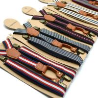 4 clips de bronce para adultos de 2,5 centímetros, tirantes a rayas para hombre, accesorio retro de alta elasticidad para fiestas y bodas, para mujer - details 0