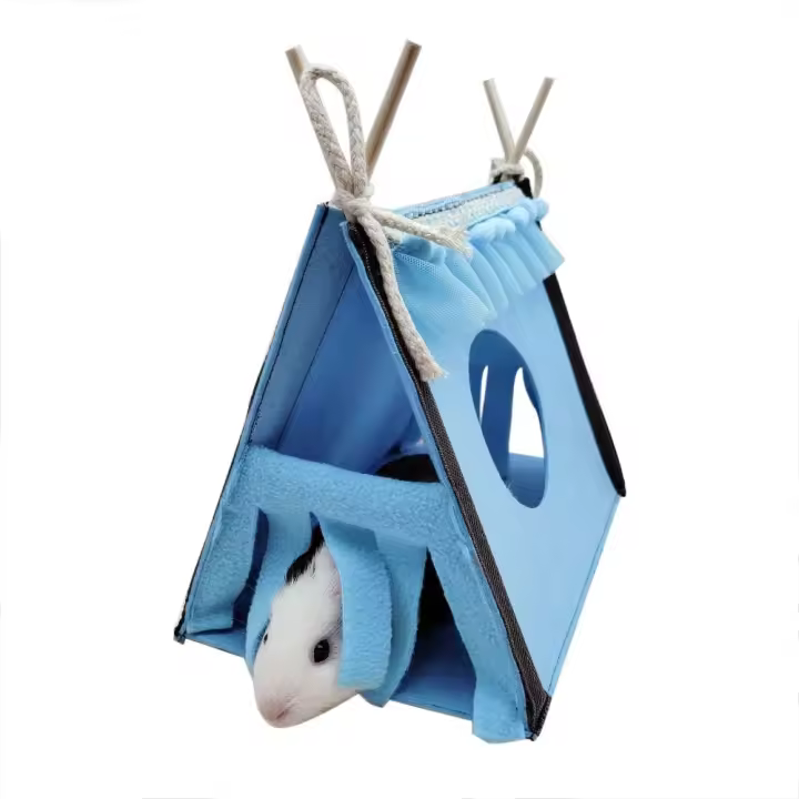 Casa esquinera para hámster, tienda de campaña de fieltro para conejos, casa plegable, tienda oculta de conejo rosa, nido de hámster azul, esquina escondida, Chinchilla - 1