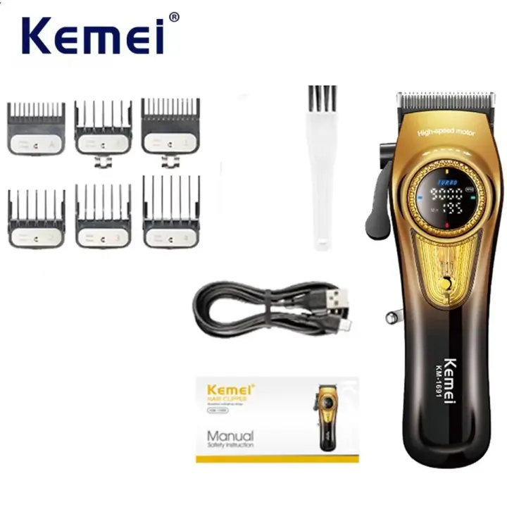 Kemei-cortadora de pelo profesional para peluquero, cortadora eléctrica inalámbrica, recargable, 9000RPM, Máquina para cortar cabello, Kit de aseo - 1