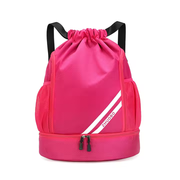 Mochila con cordón, bolsa de cuerda resistente al agua con bolsillos de malla para fútbol, baloncesto y exteriores - 1