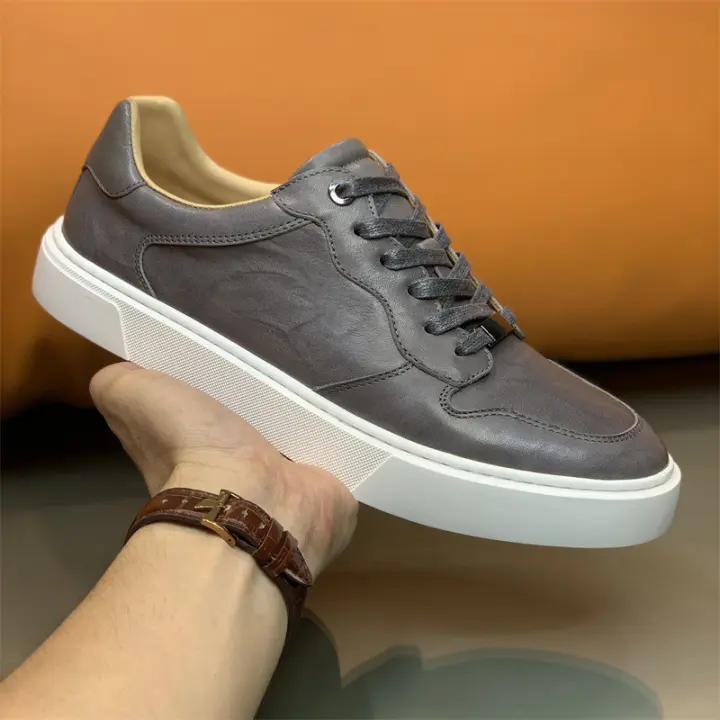 Zapatos casuales de piel de vaca a rayas hechos a mano de alta gama para hombres - 1