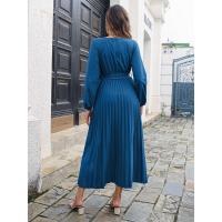 Elegante Vestido Largo Plisado de Color Sólido para Mujer Moda Otoño Primavera 2025 - details 28