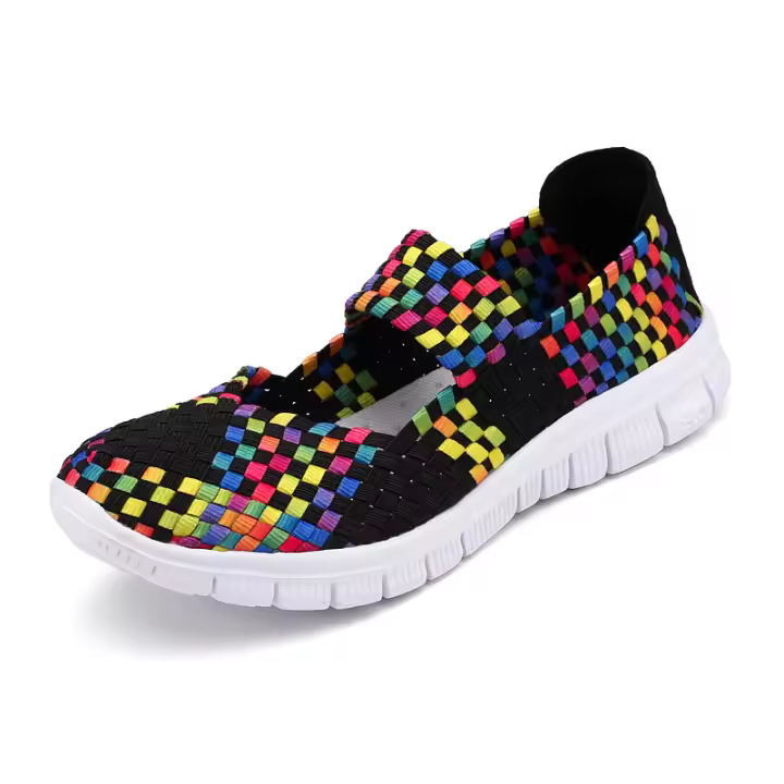 Verano Mujer transpirable caminar correr deporte mujeres zapatos tejidos antideslizantes hechos a mano tejido zapatos planos ligeros zapatos de madre - 1